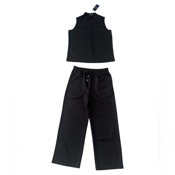 Pants - Black Two Piece Lounge Set Women’s Medium Sleeveless Tank Shirt and Pants